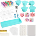 Cake Pop Mold Kit,3D Printed Cake Pop Cutter and Pusher, Cake Pop Roller Mold,2 Pcs Acrylic Stands,24-Cavity