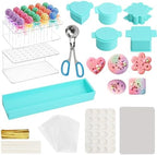 Cake Pop Mold Kit,3D Printed Cake Pop Cutter and Pusher, Cake Pop Roller Mold,2 Pcs Acrylic Stands,24-Cavity