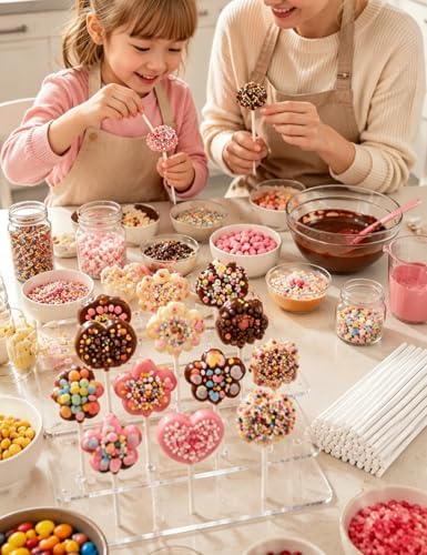 Cake Pop Mold Kit,3D Printed Cake Pop Cutter and Pusher, Cake Pop Roller Mold,2 Pcs Acrylic Stands,24-Cavity, alternate view