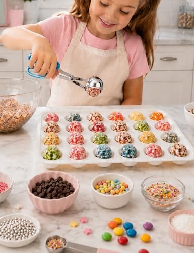 Cake Pop Mold Kit,3D Printed Cake Pop Cutter and Pusher, Cake Pop Roller Mold,2 Pcs Acrylic Stands,24-Cavity, alternate view