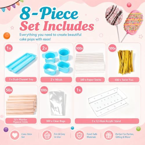 Cake Pop Mold Kit, Circle Cutter, Cakesicle Cutter, Cake Pop Stand in Blue, alternate view 3