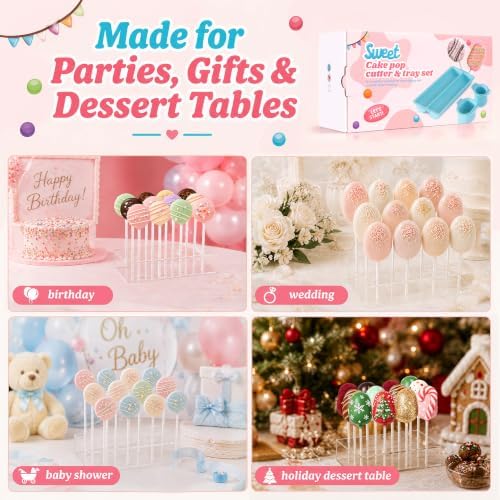 Cake Pop Mold Kit, Circle Cutter, Cakesicle Cutter, Cake Pop Stand in Blue, alternate view 5