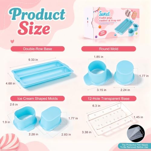 Cake Pop Mold Kit, Circle Cutter, Cakesicle Cutter, Cake Pop Stand in Blue, alternate view 7