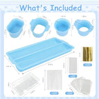 Cake Pop Mold Set Complete with Double Tray, Round & Oval Cake Pop Cutter and Pusher (Blue), Acrylic Stand, 20, alternate