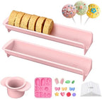 Cake Pop Mold Set with 8.2 Inch Double Tray and 100Pcs Sticks in Cutter & Sticks Set(Pink)