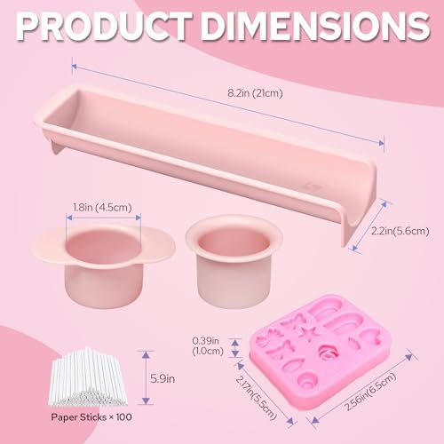 Cake Pop Mold Set with 8.2 Inch Double Tray and 100Pcs Sticks in Cutter & Sticks Set(Pink), alternate view 2