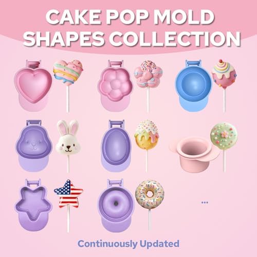 Cake Pop Mold Set with 8.2 Inch Double Tray and 100Pcs Sticks in Cutter & Sticks Set(Pink), alternate view 6