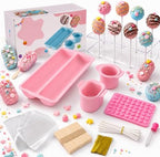 Cake Pop Mold Set with Cakesicle Mold Cutter, Acrylic Stand, Treat Bags, Sticks, Twist Ties and Decoration Mold