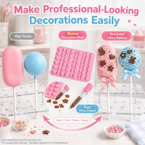 Cake Pop Mold Set with Cakesicle Mold Cutter, Acrylic Stand, Treat Bags, Sticks, Twist Ties and Decoration Mold, alternate