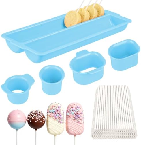 Cake Pop Mold Set with Double Tray, Cake Pop Cutter, Lollipop Sticks in onesize in Blue (B)