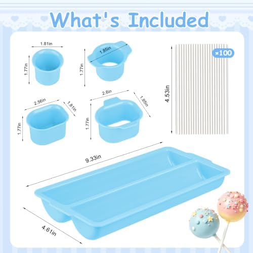 Cake Pop Mold Set with Double Tray, Cake Pop Cutter, Lollipop Sticks in onesize in Blue (B), alternate view 3