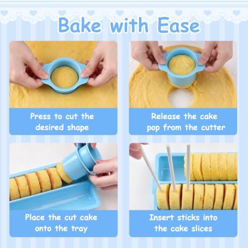 Cake Pop Mold Set with Double Tray, Cake Pop Cutter, Lollipop Sticks in onesize in Blue (B), alternate view 4
