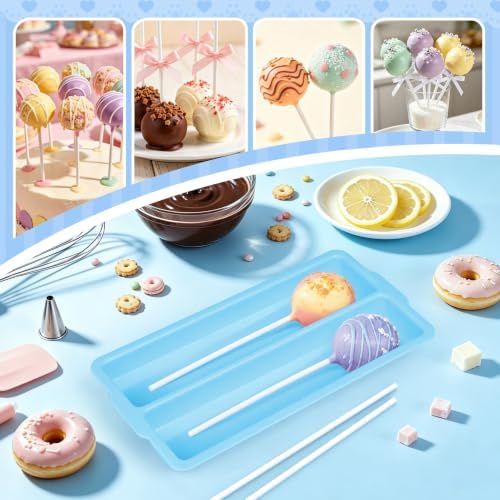 Cake Pop Mold Set with Double Tray, Cake Pop Cutter, Lollipop Sticks in onesize in Blue (B), alternate view 7