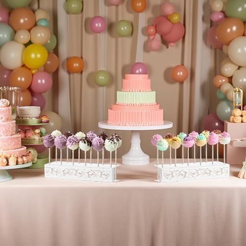 Cake Pop Stand, 12 Holes Lollipop Display Stand, Set of 2 White Metal Display Holder, Lollipop Holder for, alternate view 4