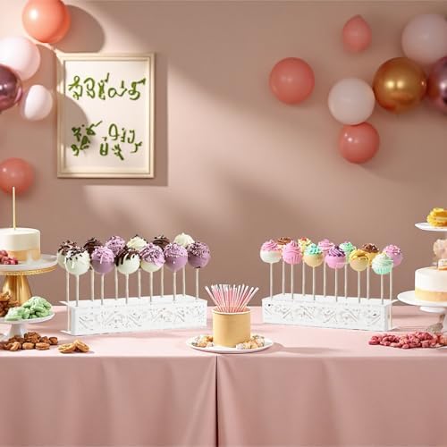 Cake Pop Stand, 12 Holes Lollipop Display Stand, Set of 2 White Metal Display Holder, Lollipop Holder for, alternate view 6