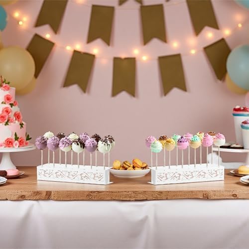 Cake Pop Stand, 12 Holes Lollipop Display Stand, Set of 2 White Metal Display Holder, Lollipop Holder for, alternate view 7