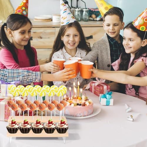 Cake Pop Stand 2 Pack, 3-Tier Acrylic Wood Display Drying Holder in Transparent, alternate view 2