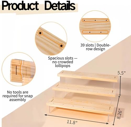 Cake Pop Stand 2 Pack, 3-Tier Acrylic Wood Display Drying Holder in Transparent, alternate view 3