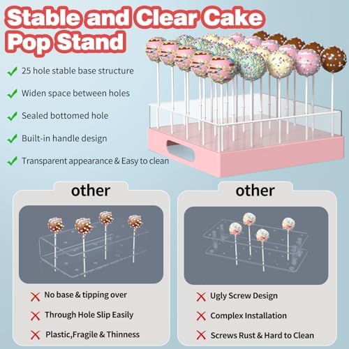 Cake Pop Stand,25 Holes Clear Cake Pops Display Holder, Cake Pop Sticks Kit, Candy Pop Holder, cake pop mold for, alternate