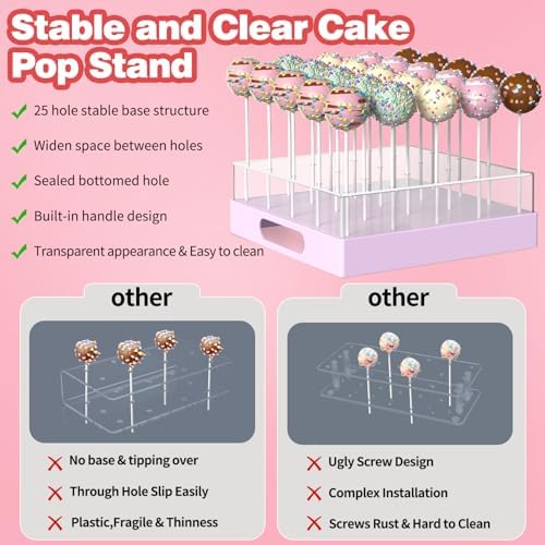 Cake Pop Stand,25 Holes Clear Cake Pops Display Holder, Cake Pop Sticks Kit, Candy Pop Holder, cake pop mold for, alternate