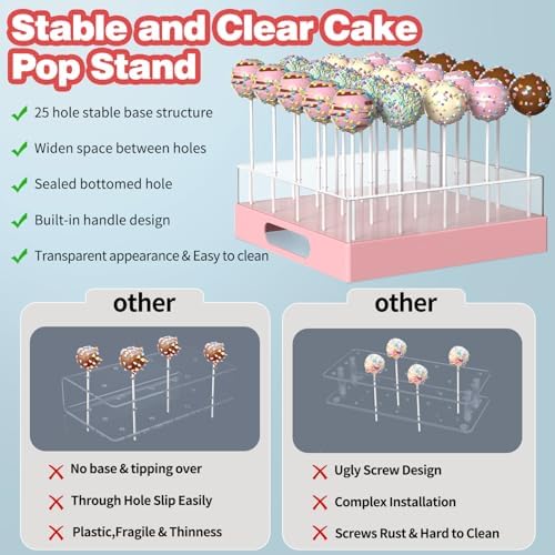Cake Pop Stand,25 Holes Clear Cake Pops Display Holder, Cake Pop Sticks Kit, Candy Pop Holder, cake pop mold for, alternate