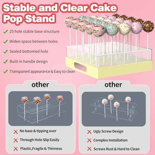 Cake Pop Stand,25 Holes Clear Cake Pops Display Holder, Cake Pop Sticks Kit, Candy Pop Holder, cake pop mold for, alternate