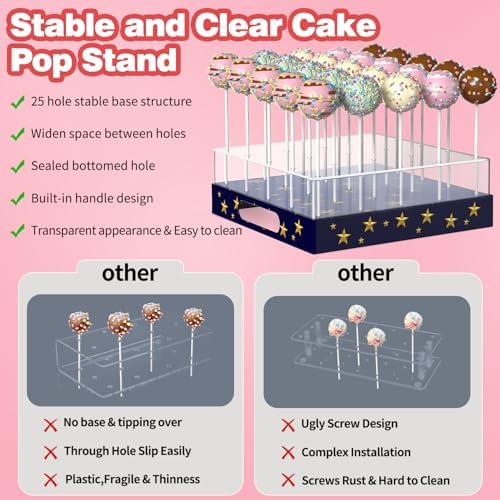 Cake Pop Stand,25 Holes Clear Cake Pops Display Holder, Cake Pop Sticks Kit, Candy Pop Holder, cake pop mold for, alternate
