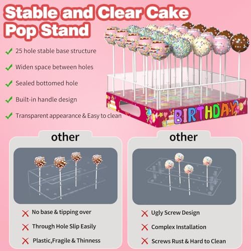 Cake Pop Stand,25 Holes Clear Cake Pops Display Holder, Cake Pop Sticks Kit, Candy Pop Holder, cake pop mold for, alternate