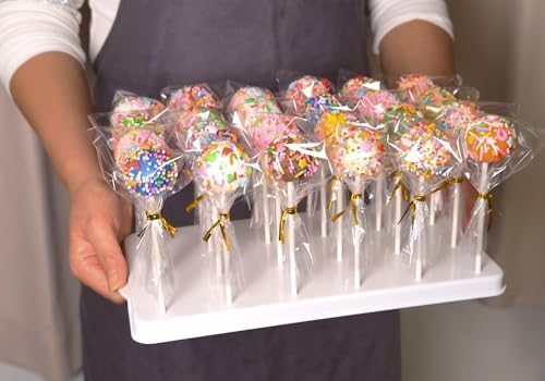 Cake Pop Stand Kit, 24 Holes Lollipop Display Holder with 100 Pcs Cake Pop Sticks, 100 Pcs Wrappers Bags, 100, alternate view