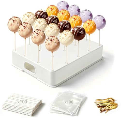 Cake Pop Stand with Sticks Kit - 20 Holes Cake Pop Display Holder in 1 Pack(White)