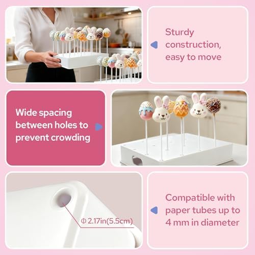 Cake Pop Stand with Sticks Kit - 20 Holes Cake Pop Display Holder in 1 Pack(White), alternate view 3