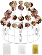 Cake Pop Stand with Wrappers, 3 Tier Acrylic Round Lollipop Stands in Clear