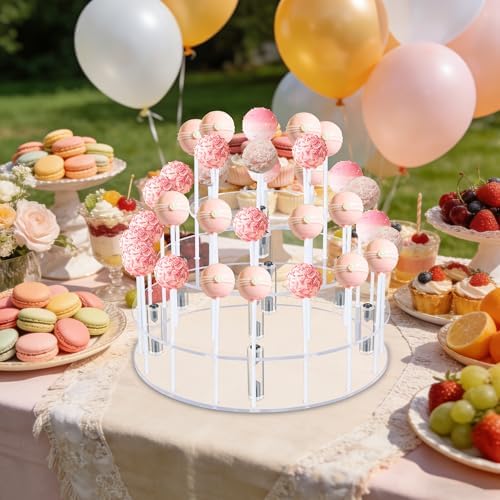 Cake Pop Stand with Wrappers, 3 Tier Acrylic Round Lollipop Stands in Clear, alternate view 2