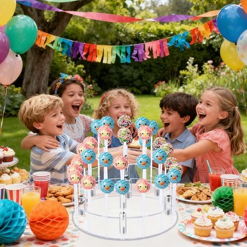 Cake Pop Stand with Wrappers, 3 Tier Acrylic Round Lollipop Stands in Clear, alternate view 5