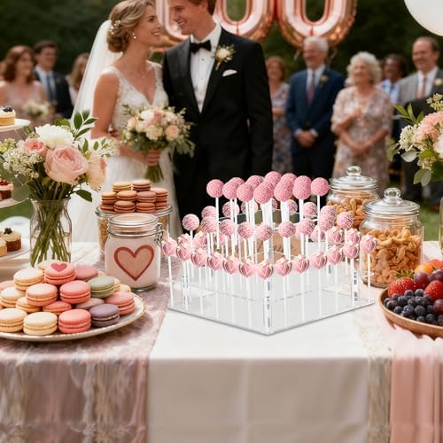 Cake Pop Stand with Wrappers, 3 Tier Acrylic Square Lollipop Stands in Clear, alternate view 4