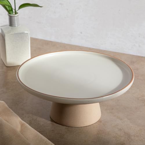Cake Stand, 10.2" Round Pedestal, Wedding Cake Plate, Beige in Beige (Turtle Rock), alternate view 4