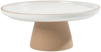 Cake Stand, 10.2" Round Pedestal, Wedding Cake Plate, White in White (Turtle Rock)