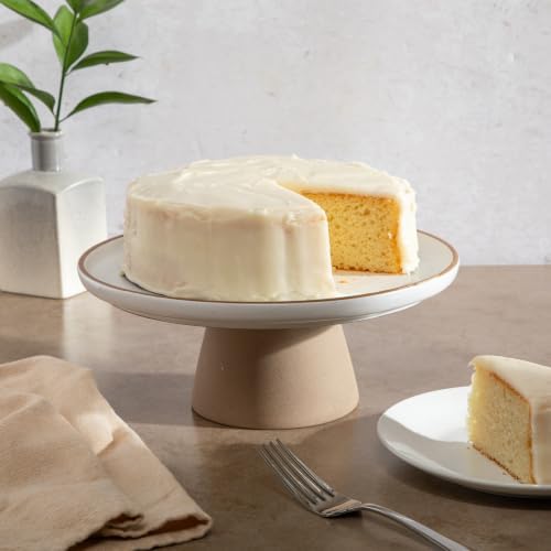 Cake Stand, 10.2" Round Pedestal, Wedding Cake Plate, White in White (Turtle Rock), alternate view 2