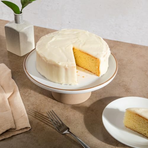 Cake Stand, 10.2" Round Pedestal, Wedding Cake Plate, White in White (Turtle Rock), alternate view 3