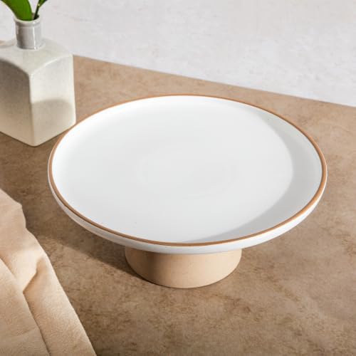 Cake Stand, 10.2" Round Pedestal, Wedding Cake Plate, White in White (Turtle Rock), alternate view 4