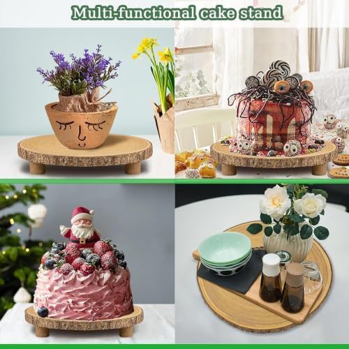 Cake Stand 11.5-13 Inches Dessert Display Stand with 3 Legs in Brown, alternate view 7