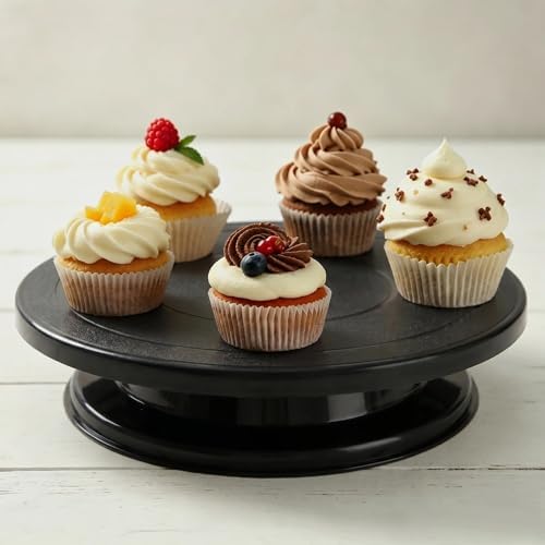 Cake Stand 11 Inch Rotating Cake Turntable, Black in Black, alternate view 2