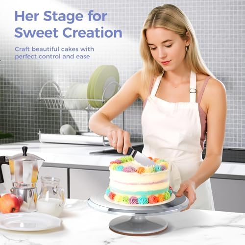 Cake Stand, Aluminium 12''Cake Turntable Decorating Bakery Supplies - BPA-Free Frosting Spinner Rotating, alternate view 2