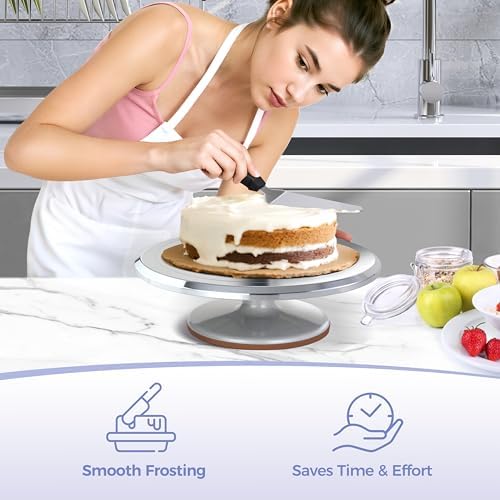 Cake Stand, Aluminium 12''Cake Turntable Decorating Bakery Supplies - BPA-Free Frosting Spinner Rotating, alternate view 7