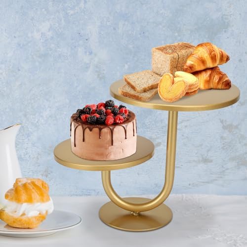 Cake Stand, Birthday,2-Tier Cupcake Stand, for Party Dessert Display in Silver, alternate view 2