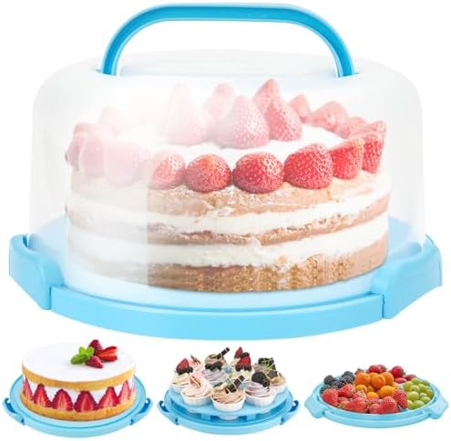 Cake Stand, Cake Carrier With Lid and Handle BPA-Free Cake Holder for 10 inch Cake with 2 Handles Cupcake
