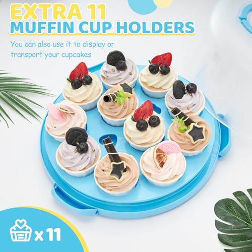 Cake Stand, Cake Carrier With Lid and Handle BPA-Free Cake Holder for 10 inch Cake with 2 Handles Cupcake, alternate view 3
