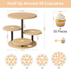 Cake Stand for 50 Cupcakes 360°Rotating Wooden Cupcake Display Stand Round Cookie Stands 4 Tiered Tray Stand for, alternate