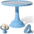 Cake Stand for Desserts & Entertaining - Light/Dark Blue Stripe, 10.5" in Light Blue/Dark Blue Stripe
