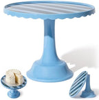 Cake Stand for Desserts & Entertaining - Light/Dark Blue Stripe, 10.5" in Light Blue/Dark Blue Stripe